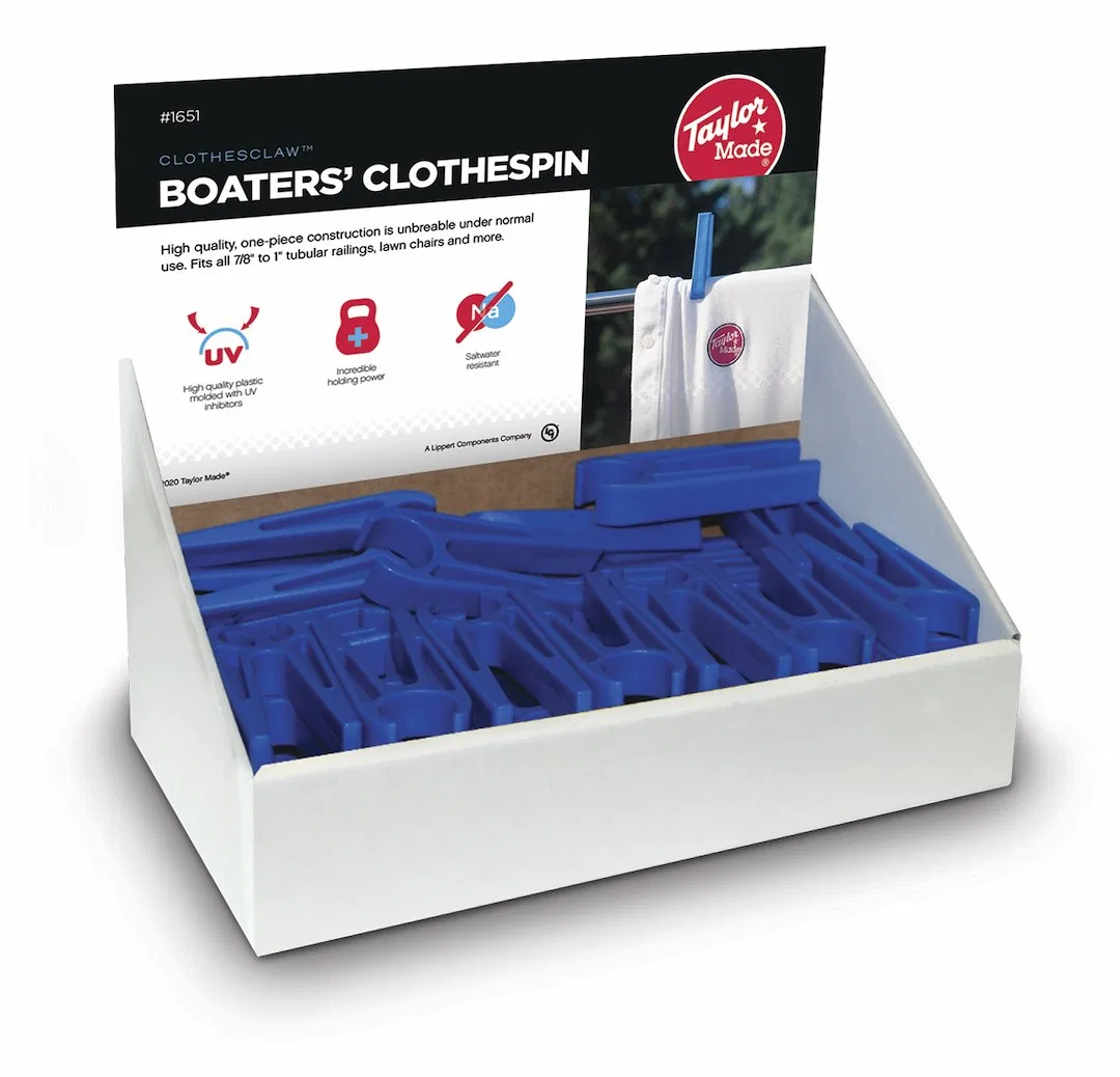 1651 – TAYLOR MADE Clothespin, Boaters Clothespin Point Of Purchase Display Countertop Merchandiser 48 Pieces